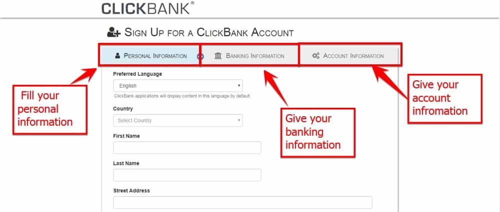 clickbank bank account