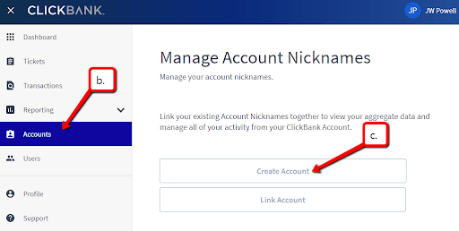clickbank account creation
